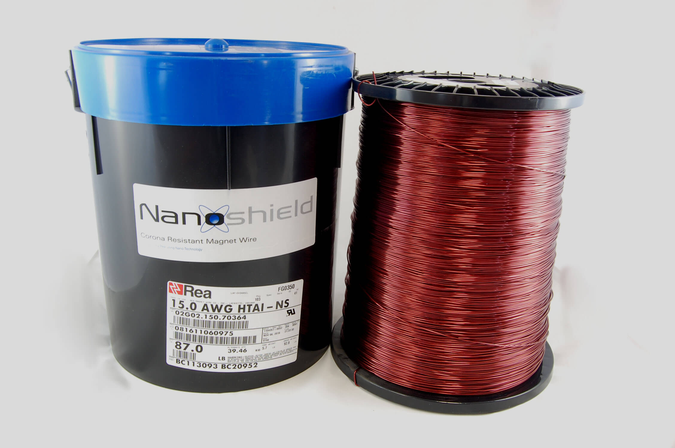 #15 Heavy Nanoshield SD HTAIH-NS (Inverter Duty) Round MW 35 Copper Magnet Wire 200°C, copper, 85 LB pail (average wght.)